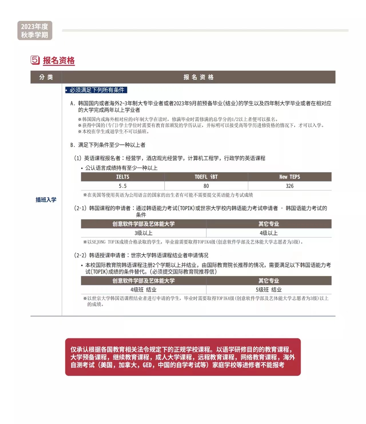 韩国留学世宗大学的本科申请条件是什么呢？(图3)