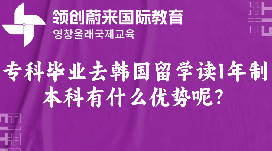 专科毕业去韩国留学读1年制本科有什么优势呢？